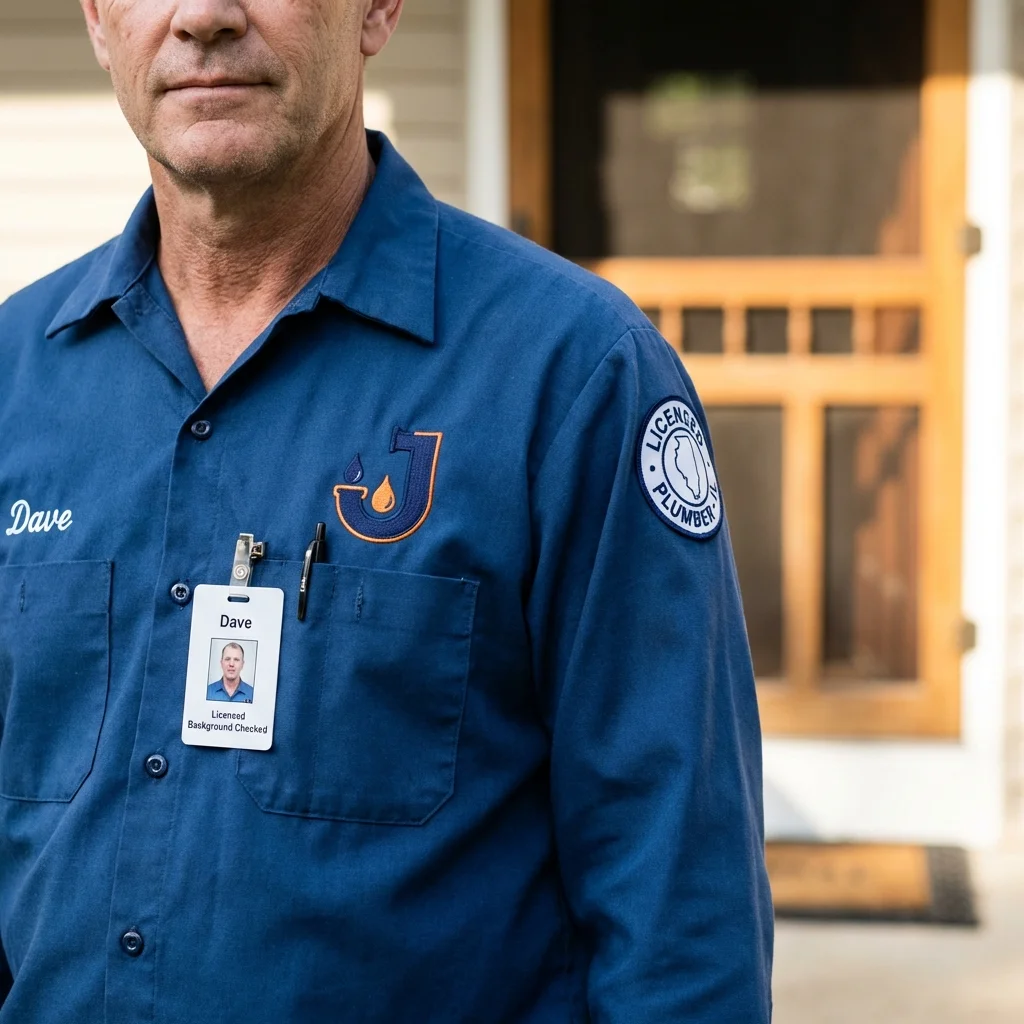 Licensed plumber showing ID badge in Wood River, NE