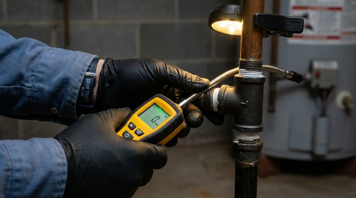 Gas leak detection with electronic sniffer by Johns Plumbing LLC in Wood River