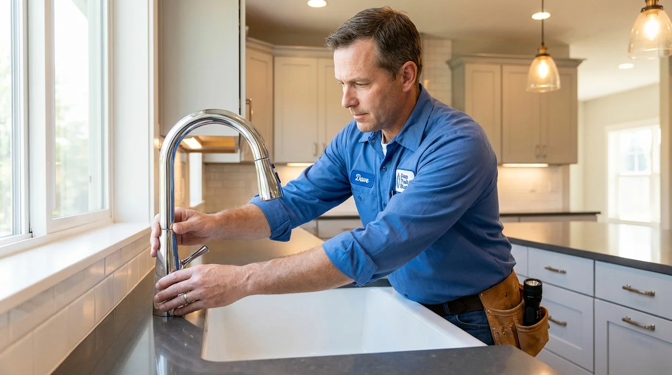 Kitchen faucet installation by Johns Plumbing LLC in Wood River